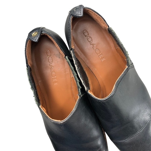 Coach Womens Black Devin Leather Western Low Booties, Almond Toe - Picture 8 of 11